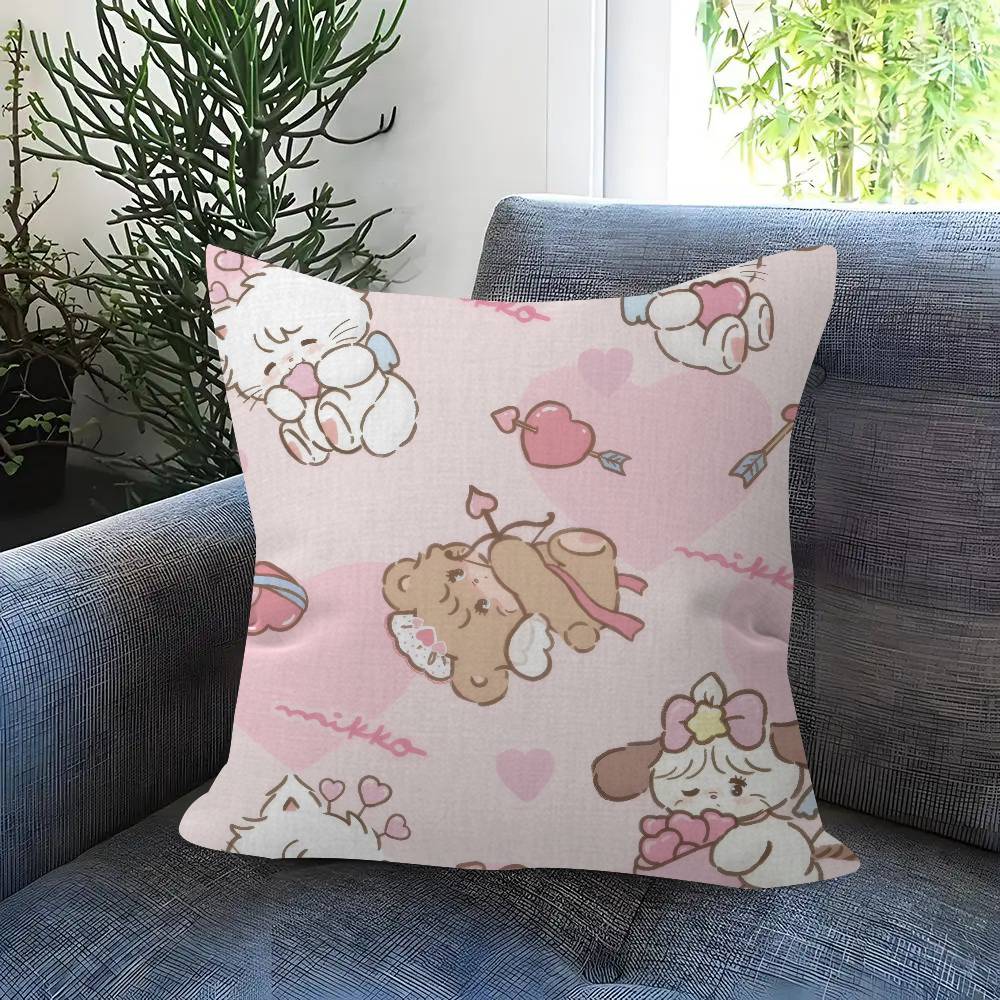 Cute M-Mikko I-Illustrations Pillow Cover Sofa Cushion Cover Home Room Decoration Children Gift