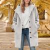 Womens Color Jacket Casual Loose Fit Button Coats Button Up Long Sleeve Outerwear With Pocket, Hooded Overcoat