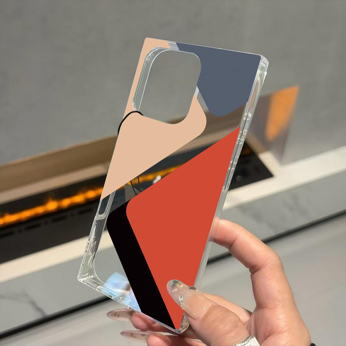 

Square Back Tube Protection Clear Case For iPhone 15 Plus 14 Pro Max 16 ProMax 11 13 12 Anti-Oxygen,Geometric Color Collision Pattern Casing iphone 11 ProMax