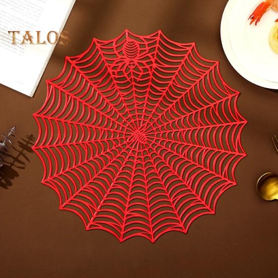 Halloween Table Place Mat Creative Plastic Spider Web Place Mat Waterproof Oil Proof Heat Insulation Bowl Mat Reusable Anti Scald Pad Kitchen Supplies