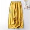 Cotton and Linen Casual Pants Women's Pants Spring and Summer Thin Retro Ethnic Style Embroidered Wide-leg Pants All-match Thin Nine-point Pants Women