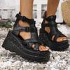 Women Sandals Summer Leather Platform Female Sandals Gladiator High Heels Sandals Women Chunky Outdoor Wedges Woman Shoe