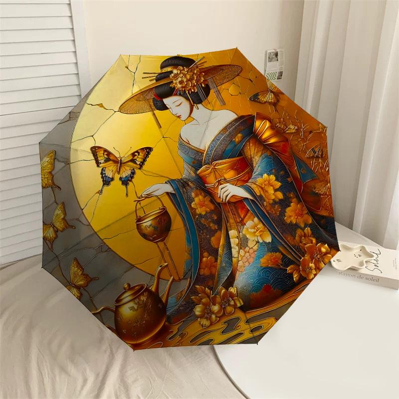 

1PC Butterfly Geisha Umbrella-8-Rib Reinforced, Automatic Open, Lightweight & Durable, Cute Fashion Accessory for Outdoor-P2696