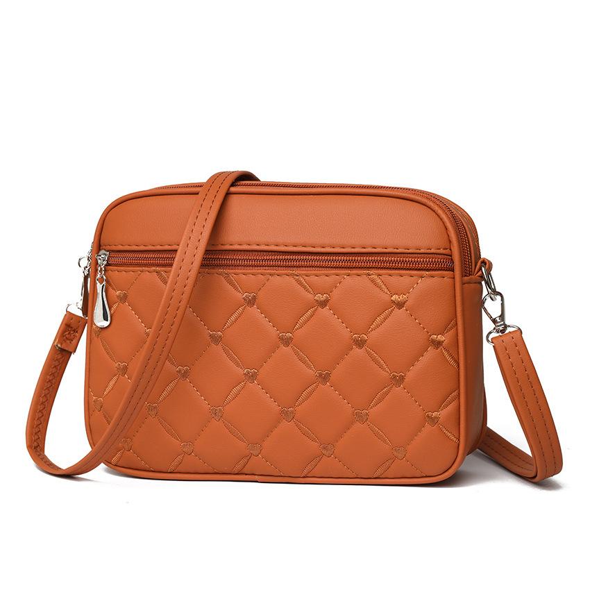 LCAuto parts Dames Sling Schoudertas Kleine Vierkante Handtas Nieuw Gewatteerd Design PU Leer Crossbody Tas Veelzijdige Messenger Bag 26x7x18cm bruin