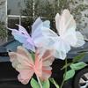 1Pc Silk Yarn Artificial Butterfly Mariage Decor Wedding Party Outdoor Holiday Decoration Display Giant Gauze Fake Butterfly