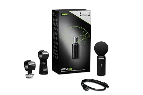 Shure MoveMic 88+ Wireless Stereo Condenser Microphone MV88+W-J-Z6 Bluetooth Smartphone Recording Noise Reduction Compact Professional Use 8 Hours