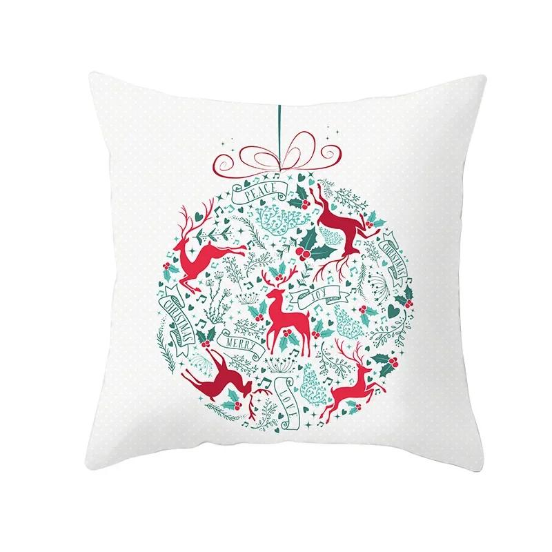 White Christmas Pillow Case Cute Santa Claus Elk Pillow Case Cover Winter Snowflake Decorative Pillowcases Christmas Pillow Case