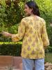 Yellow Handblock Printed & Embroidered A-Line Top