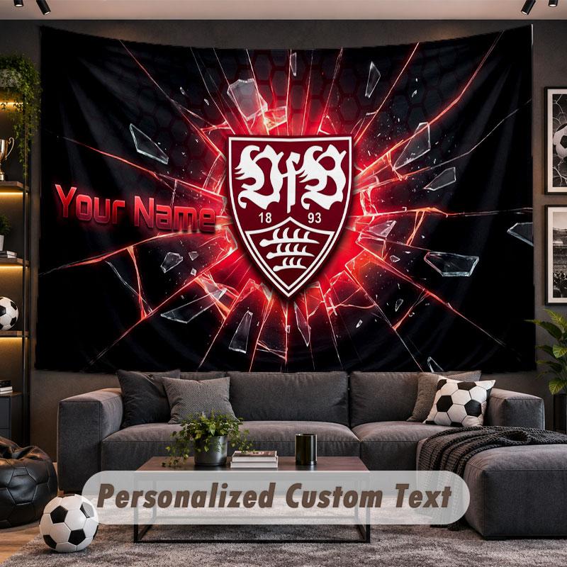 Wall Hanging Tapestry Custom NameVfB Stuttgart FC Pattern Personalized Printed Fabric Wall Decor