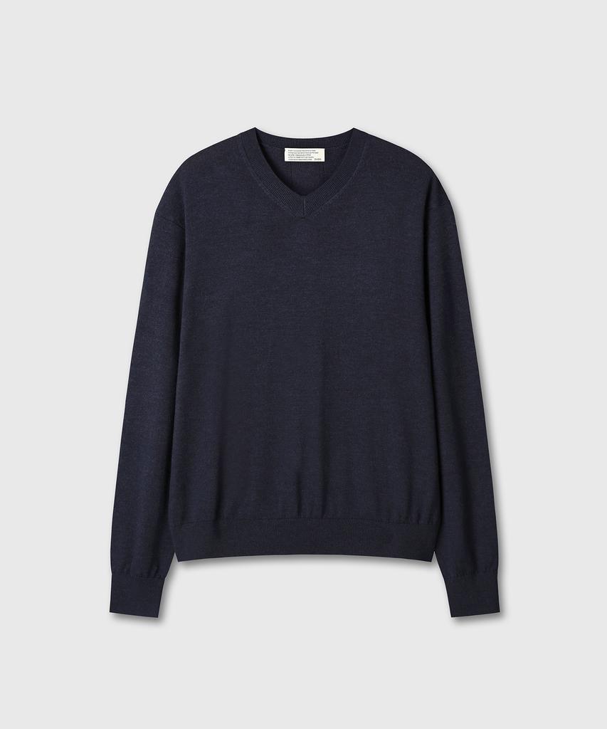 Daibeuin Loosed Fine Wool V-Neck Knit (Navy)