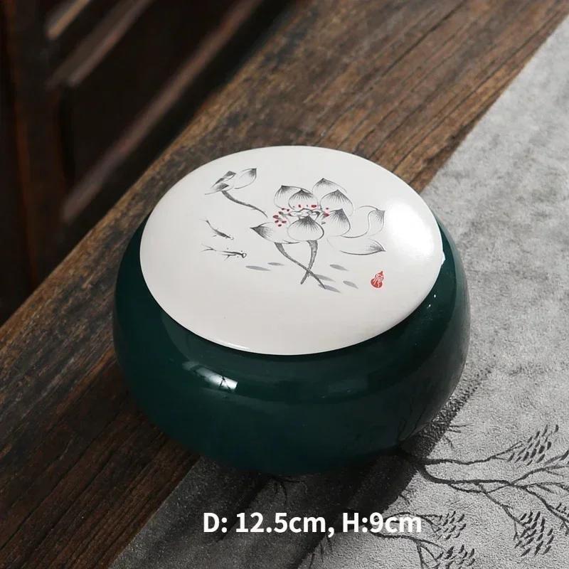 Canister for Loose Tea, Chinese Porcelain Puer Tin, Caddy, Ceramic Canister, Airtight Coffee, Household Jar, Storage Container