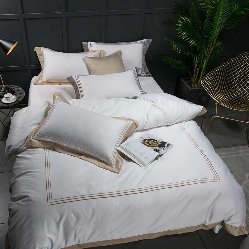 WTEMPO Europe Style Jacquard Bedding Set 4pcs Lace Bedclothes Bed Set Satin Duvet Cover Sheet Set