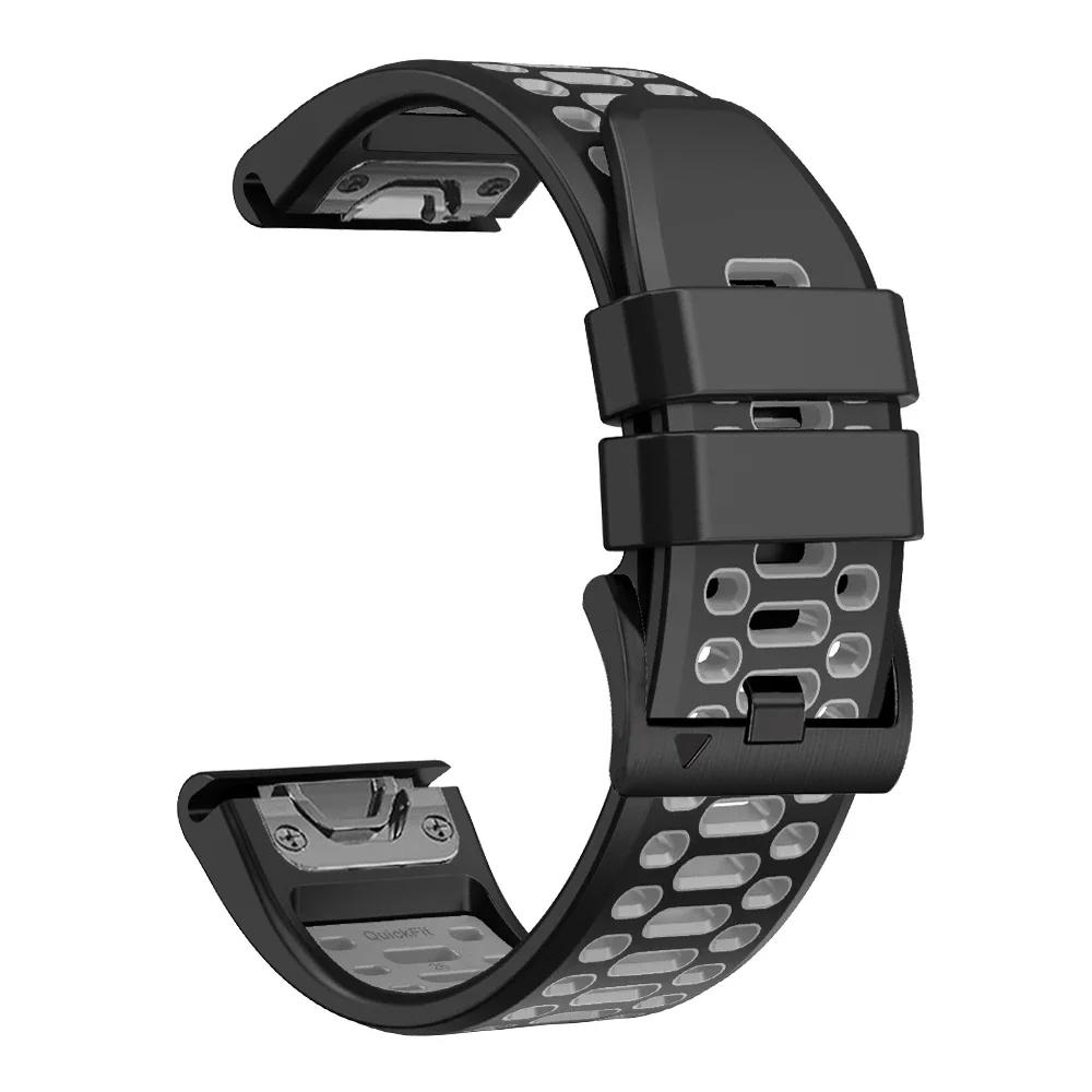 QuickFit 22mm 26mm Prodyšný silikonový řemínek Pro Garmin Fenix 7X 7 6X Pro 5 5X Plus/Epix 2 47mm 51mm Tactix 7 Náramek Řemínek k hodinkám