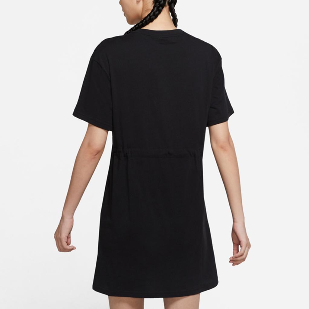Nike Sportswear GX Casual Breathable Letter Print Round Neck Short Sleeve Dress Women Dress Black DD5783-010