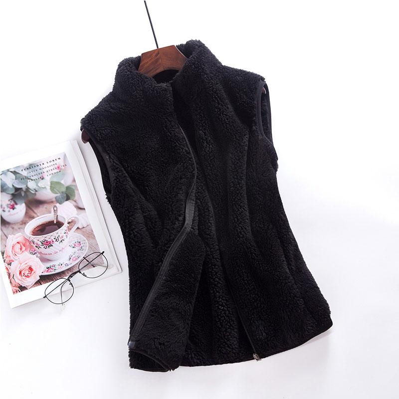 Autumn Winter Polar Fleece Vest Women Coat High Collar Zipper Sleeveless Jacket Warm Coral Velvet Vest Female Waistcoat