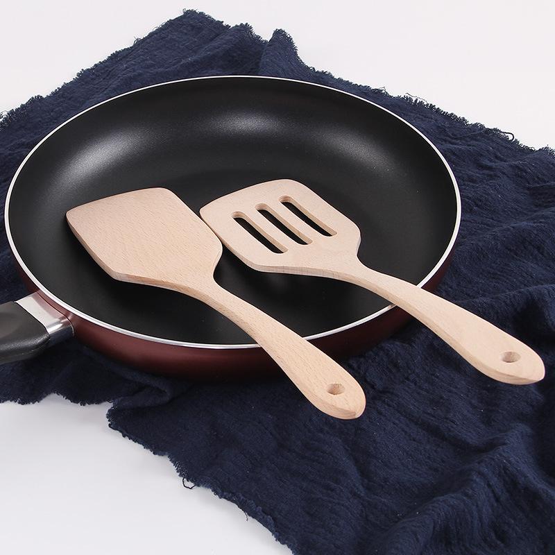 Unpainted Wooden Shovel and Spoon Kitchen Set with Long Handle and Non-stick Pan Shovel
