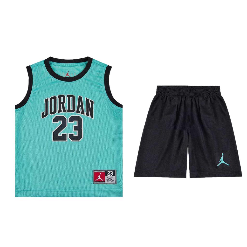 Nike Casual Sports Suit Soft Skin-Friendly Loose Comfortable Kids Suit Black Washed-Teal HF2234-013