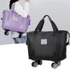 Unisex Expandable Large-Capacity Travel Duffel Bag with Wheels, Foldable Boarding Luggage for Business Trips and Shopping.
