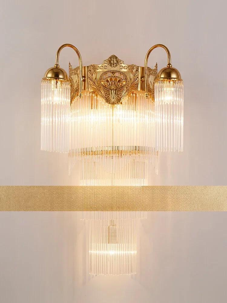 Classical European Style Copper Wall Lamp TV Background Lamp Villa Hotel Lobby Living Room Decorative Wall Light Bedroom Fixture