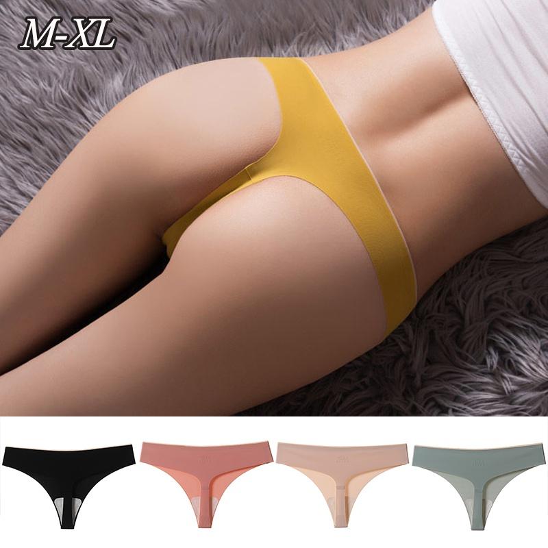 

Бесшовное нижнее белье из ледяного шелка, женские однотонные трусики с низкой талией, дышащие антимикробные стринги с промежностью, летнее быстросохнущее нижнее белье
