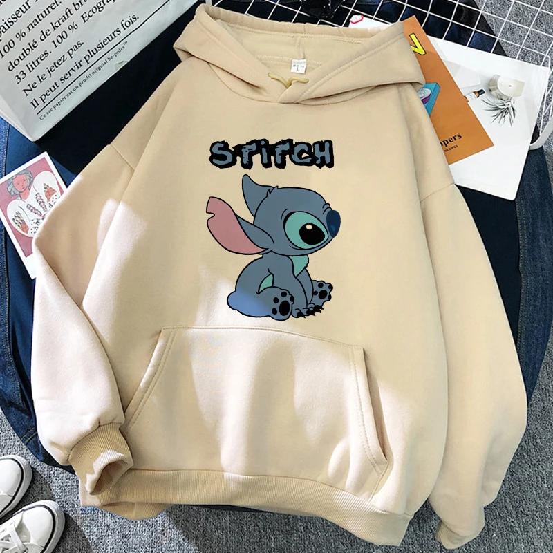

2025 MINISO Cartoon Winter Stitch Hoodies girl Harajuku Cute Anime Sweatshirt Manga Streetwear Hoody Girl s clothes 100