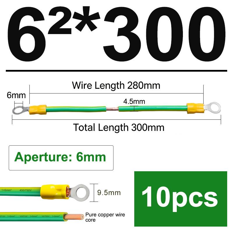 10Pcscopper Bridge Jumper Yellow Green Double Color Grounding Wire Solar Photovoltaic Grounding Wire