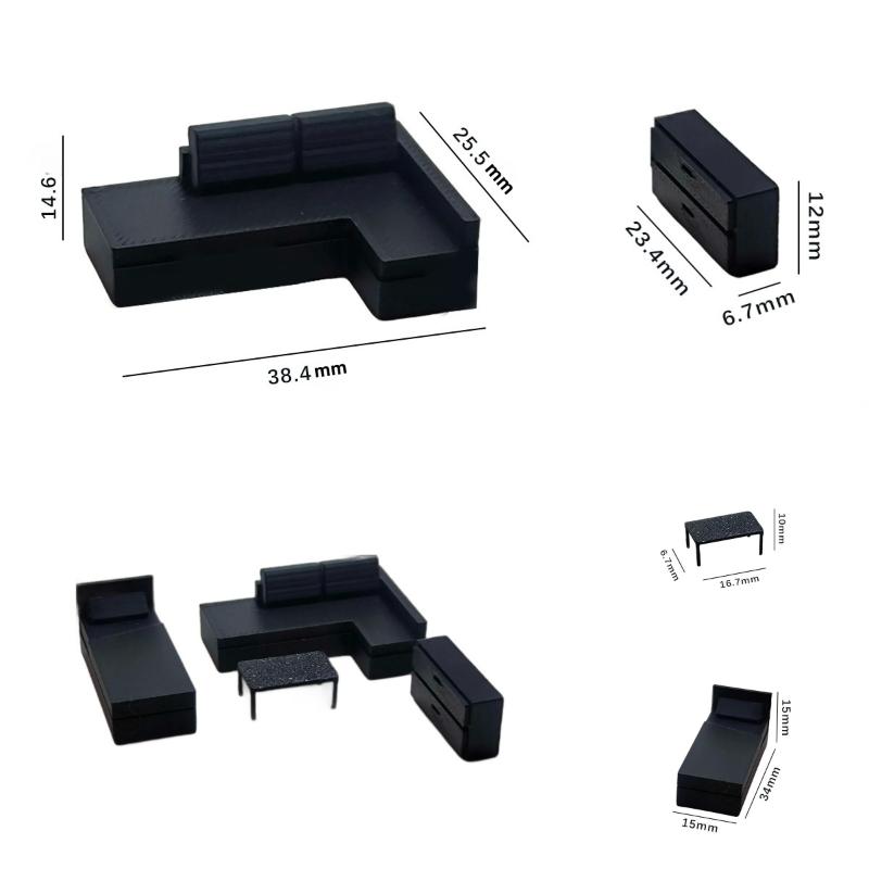 Complete 1:12 Scale Mini Dollhouse Sofa and Chair Kit for Kids Pretend Play and Learning A2