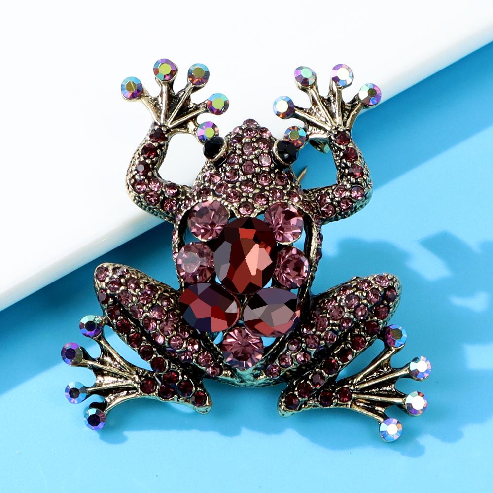 Noi 3 culori disponibile Broșe frumoase broaște pentru femei Pin design animal Bijuterii cu strass complet de înaltă calitate