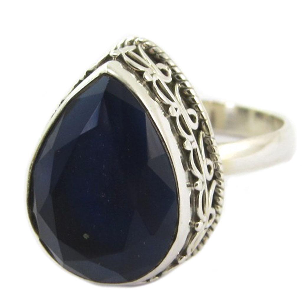 Sølvring 'Heaven' mørkeblått sølv - 18x14 mm