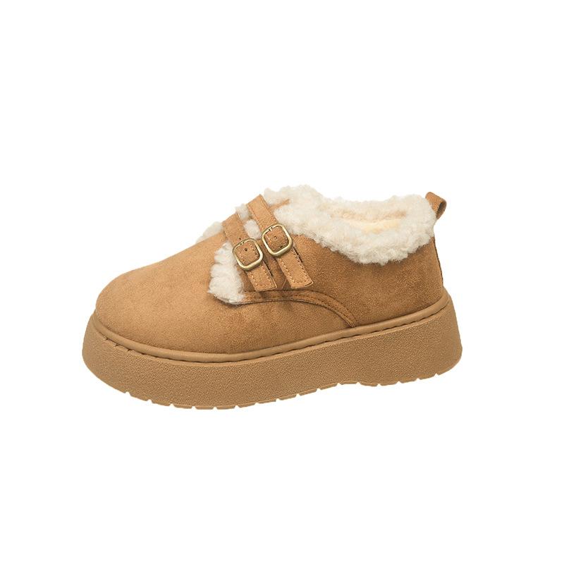 

2025 зимние хлопковые ботинки маленькие короткие ботинки интернет-знаменитость супер толстая подошва бархатные Birkenstocks с пряжкой водонепроницаемые теплые зимние ботинки 42 жёлтый