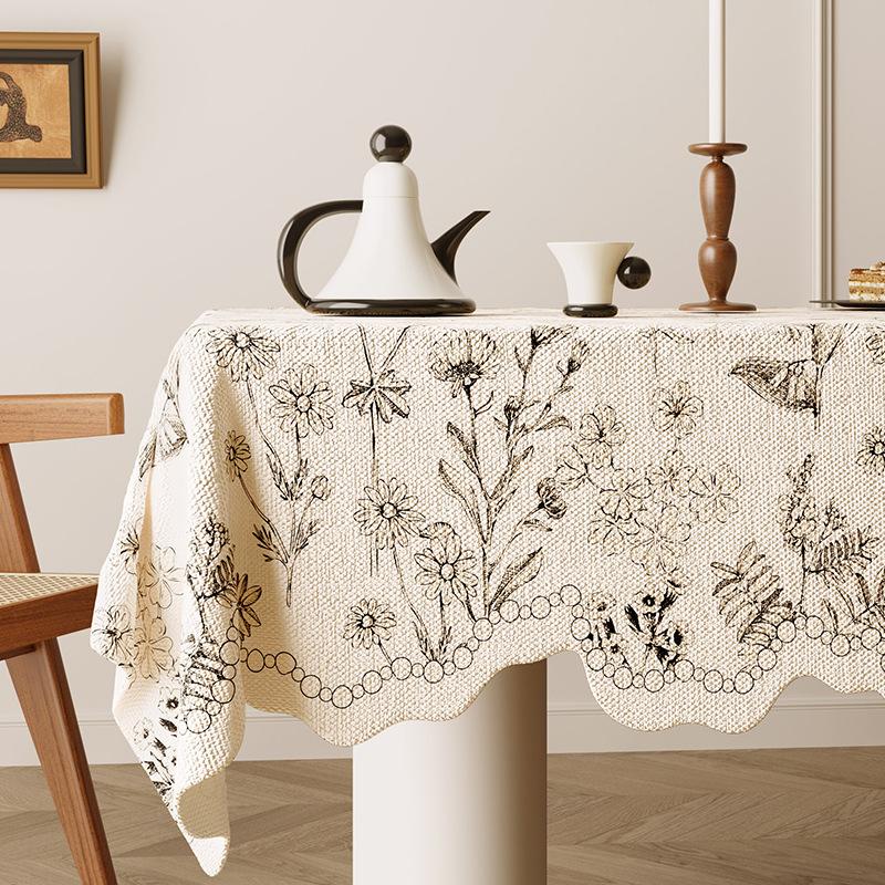 

American Retro Romantic Oil Painting Style Tablecloth Linen Fabric Waterproof Coffee Table Cloth Pastoral Jacquard Cover Cloth 60 60cm