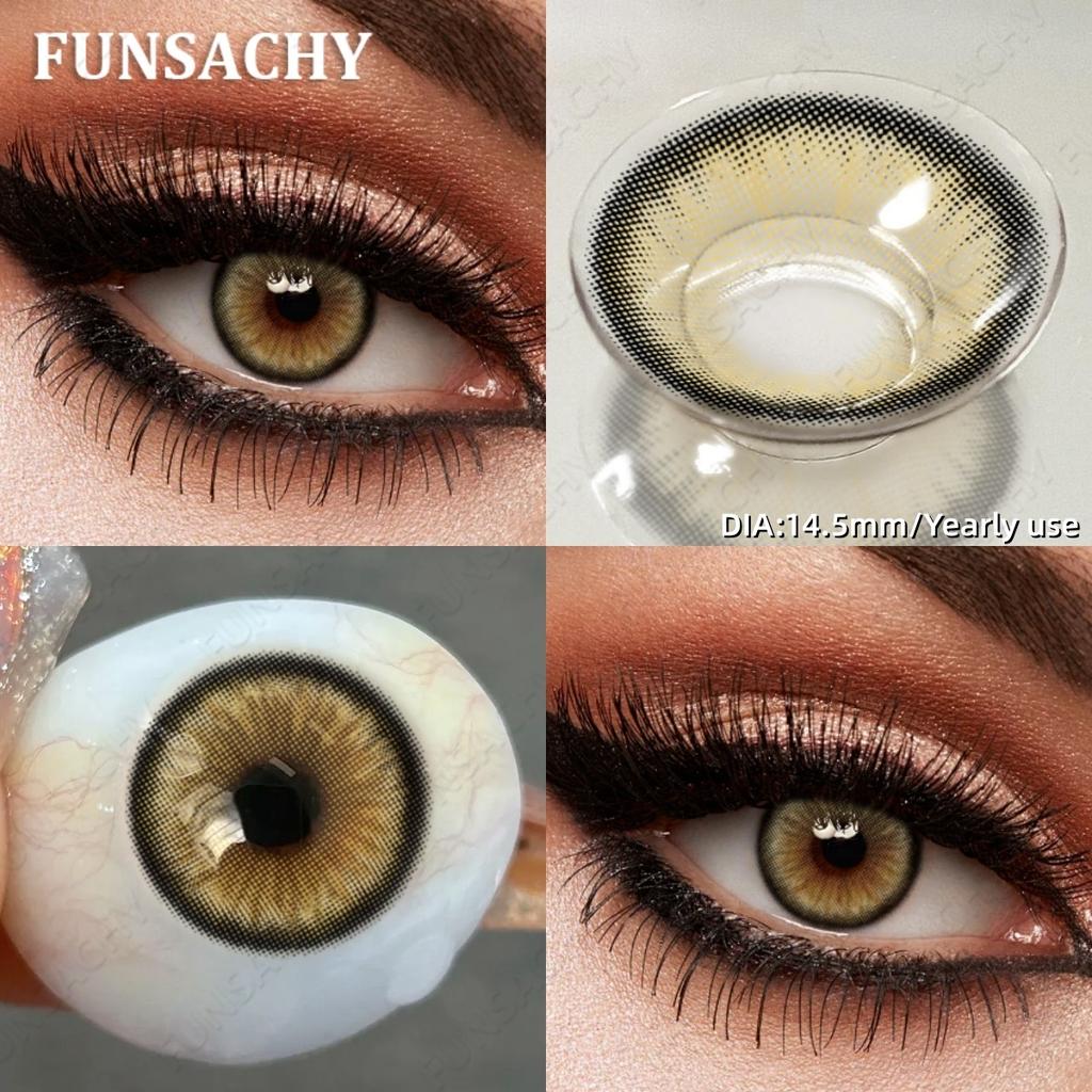 FUNSACHY 1 Pair Color Contact Lenses for Eyes Natural Softlens Lenses Cosmetic Eye Contacts Gray Pupils Yearly Lens Brown Lens