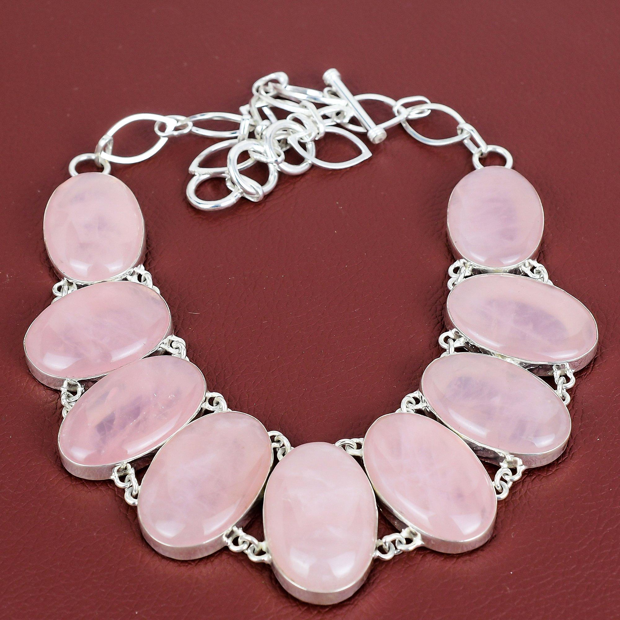 

Rose quartz gemstone necklace 925 sterling silver necklace adjustable chain necklace handmade jewelry birthstone necklace anniversary gifts Adjustable