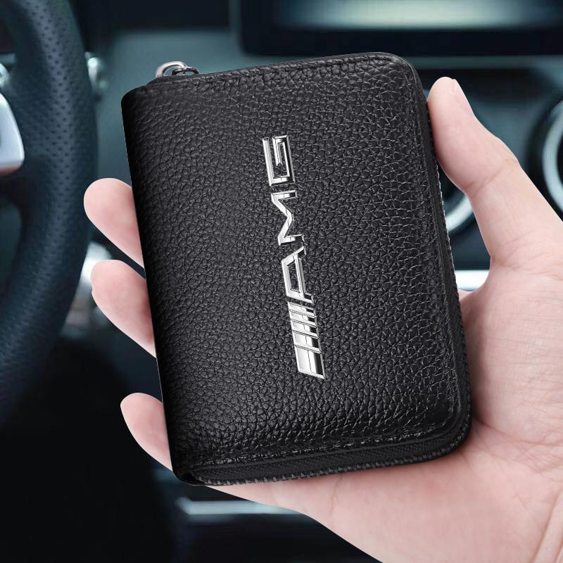 Leather Car Driver's License ID Card Bank Card Wallet Car Styling For Mercedes Benz AMG GLE GLS GLC CLA GLB ML W204 W206 W205 W212 W203