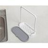 Lightweight Hard Plastic Kitchen Towel Rack Countertop Dishcloth Drying Stand with Soap Holder Drain Spout U Shape Design Beige
