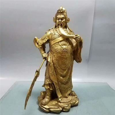 Mosazná figurka Válečného boha Gongu Meč Er Ye Guan Yu Socha Domácí dekorace Měděný řemeslný výrobek