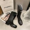 Fashion new high tube rain shoes female adult velvet warm non-slip water shoes high top boots cold rain shoes