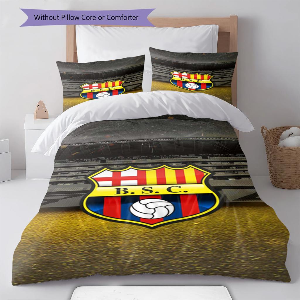 Set Biancheria da Letto con Fantasia Barcelona SC Copripiumino Federa Decorazione Casa Regalo (1 * copripiumino + 2 * federa, senza nucleo)