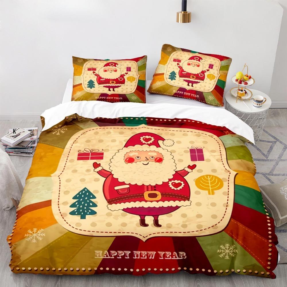 Christmas themed Santa Claus 2/3 piece bedroom set,Children'sGift Teenagers adulte Microfibre double bed Duvet Cover