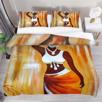 Afrikanerin Bettwäscheset Vintage Afrika Land Bettbezug-Set Einzel-/Zwillings-/Queen-/King-Größe Boho-Stil Exotische Nation