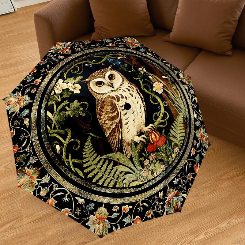 1PC owl floral Umbrella-8-Rib Reinforced, Automatic Open, Lightweight & Durable, Cute Fashion Accessory for Outdoor, Beach or Casual Use, Beach Umbrel