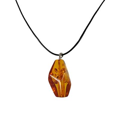 Necklace On a String with Cognac Amber - Baltic Amber Collier