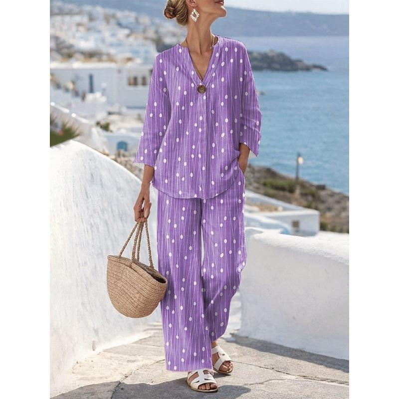 New European and American style sleeveless digital printing wide-leg pants set women's summer casual fashion two-piece set trendy