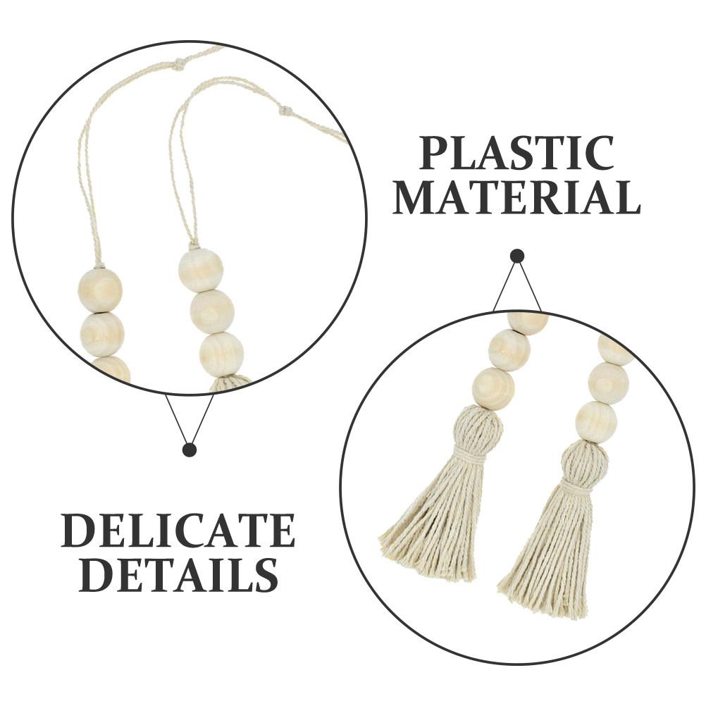 8Pcs Wood Beads Tassel Ornaments Handmade Luxury Decor Accessories for Closet Door Handle Backpack Handbag Curtain Keychain