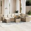 Vidaxl 9-Cz. Garden Furniture Set With Cushions, Beige, Poly Rattan