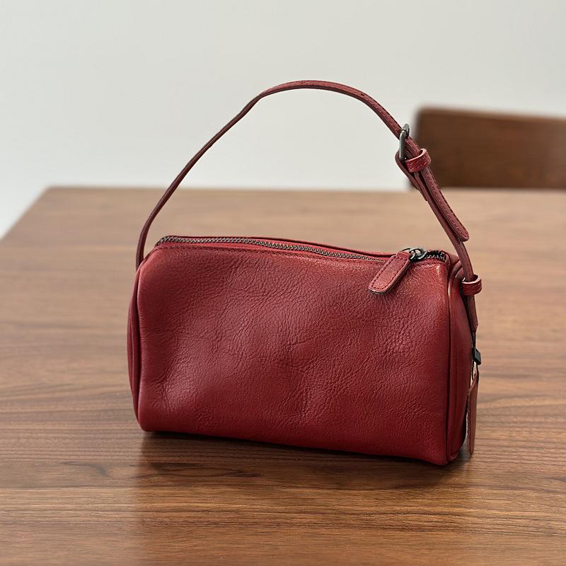 Johnature Genuine Leather Small Square Bag Soft Cowhide Women's Handbag Solid Color Casual Versatile Shoulder Bag