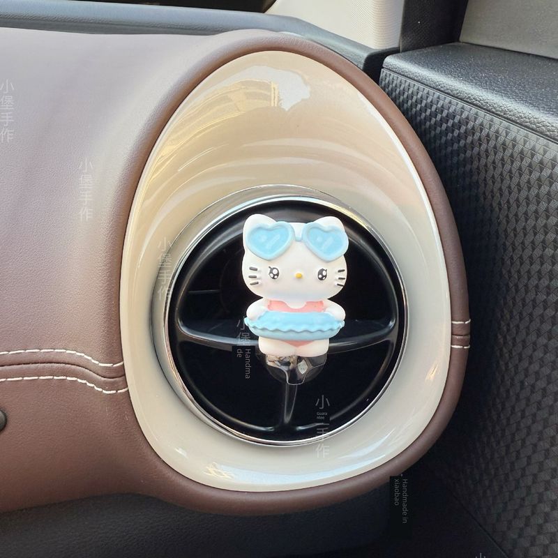 Ins-Style Cute Cartoon Kt Cat Car Air Vent Ornament Car Diffuser Stone Gypsum Decoration Car Interior Accessories for Women
