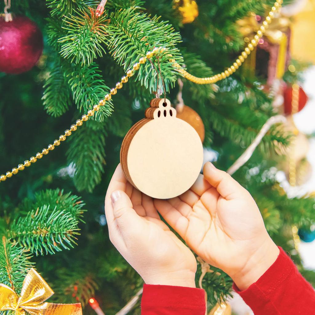 Wooden Ornaments – 10 Pcs Ornament Decoration Kit For The Christmas Tree – Wooden Decorations With Hanging Cords
