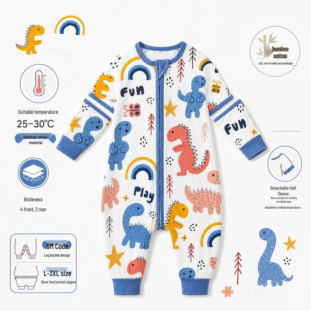 Bamboo Cotton Baby Sleeper: Split-Leg, Lightweight, Anti-Kick, All-Season Pajamas