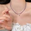 Purple Zircon Pendant Beaded Necklace - Light Luxury Clavicle Chain Jewelry